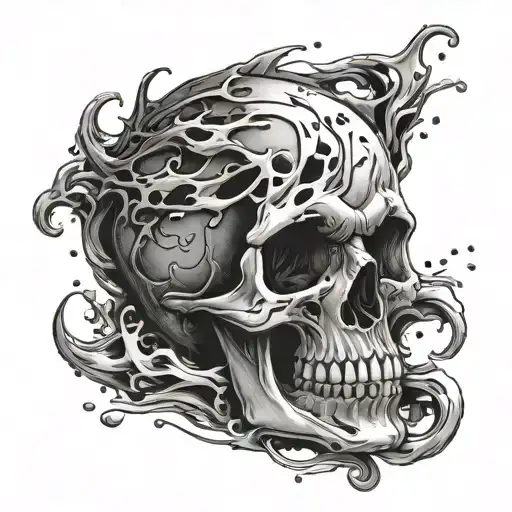 splash skull tattoo design idea