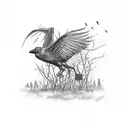 a swamp with crows tattoo design idea