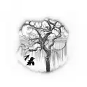 a swamp with crows tattoo design idea