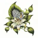 tiger lily flowe with moss  tattoo design idea