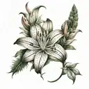 tiger lily flowe with moss  tattoo design idea