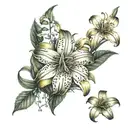 tiger lily flowe with moss  tattoo design idea