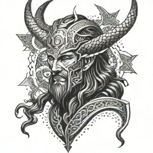 Norse pagan Loki tattoo design idea