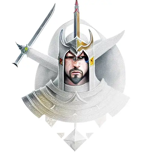 A Templar Knight holding a Sword and a Dragon Head tattoo design idea