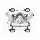 Nostalgic suitcase adorned with quirky stickers.Inside, a guitar strums, a Volkswagen Beetle car soars, a skateboard gli tattoo design idea