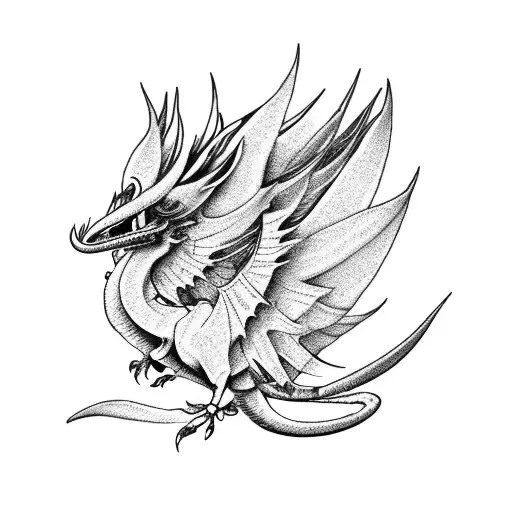 Bird of Paradise dragon akull sakura tattoo design idea