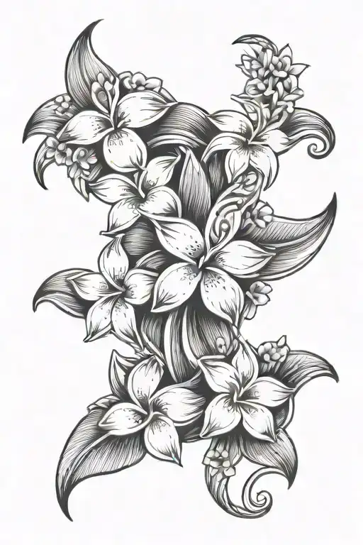 ti lei twisted with plumeria flowers tattoo design idea