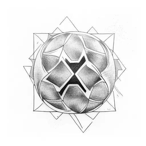 Combine the symbols of handball and Naruto in geometry desing tattoo design idea