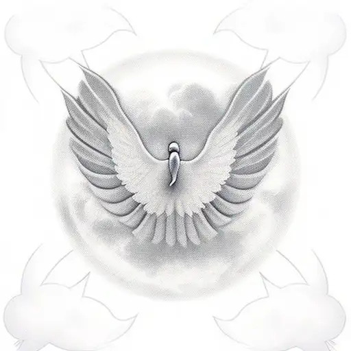 dove, angel wings, halo, #30, #9, soccer, February 26th, 2022, clouds, God tattoo design idea