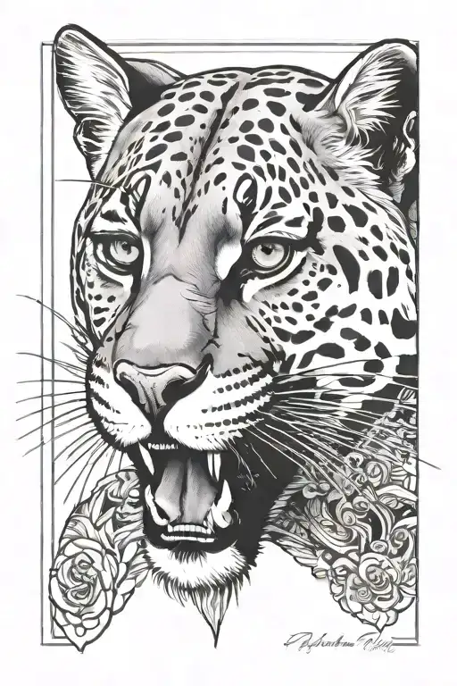 Florida panther with face tattoos taking a mugshot tattoo design idea