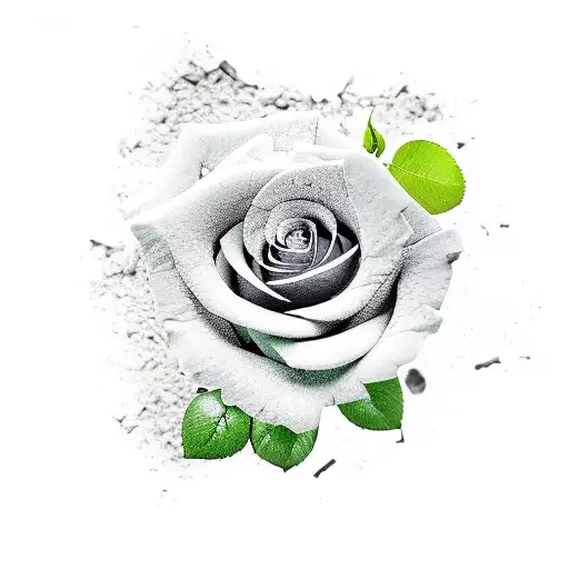 rose growing through broken concrete tattoo design idea