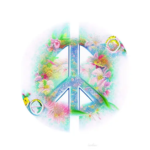 peace sign and Lily tattoo design idea
