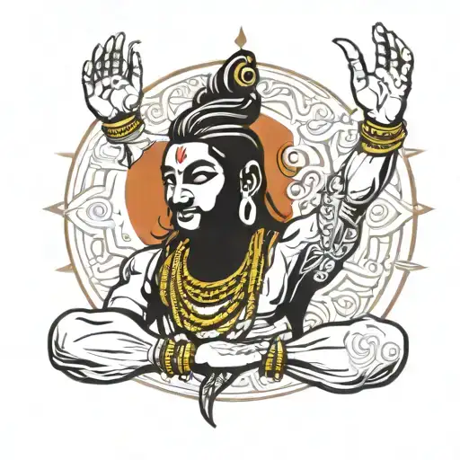 mahadev in dhyan mudra symbol with resist tattoo design idea