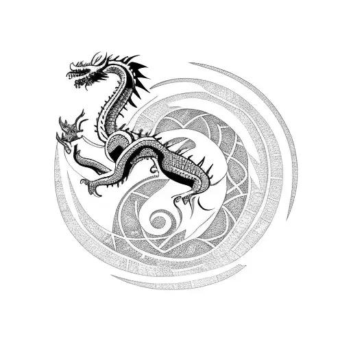 spiral Dragon  tattoo design idea