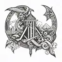 A tattoo featuring a combination of symbols representing perseverance, hard work, and stoicism in a cohesive design tattoo design idea