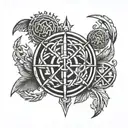 A tattoo featuring a combination of symbols representing perseverance, hard work, and stoicism in a cohesive design tattoo design idea