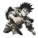 A portrait of Monkey D. Luffy from One Piece anime showcasing determination and perseverance tattoo design idea