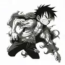 A portrait of Monkey D. Luffy from One Piece anime showcasing determination and perseverance tattoo design idea