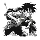 A portrait of Monkey D. Luffy from One Piece anime showcasing determination and perseverance tattoo design idea