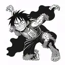 A portrait of Monkey D. Luffy from One Piece anime showcasing determination and perseverance tattoo design idea