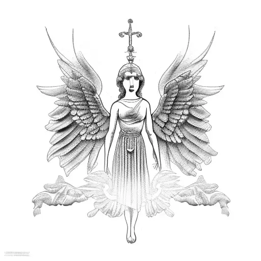 angel in Roman architecture  tattoo design idea