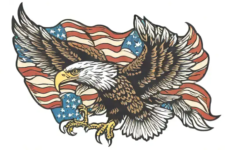 eagle with American flag tattoo design idea