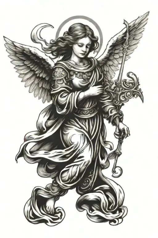 angel protection  tattoo design idea