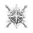 roman numerals with a cross and wings tattoo design idea