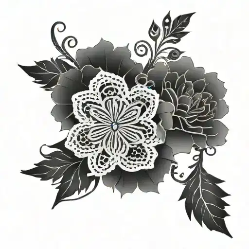 lace choker tattoo design with flowers  tattoo design idea