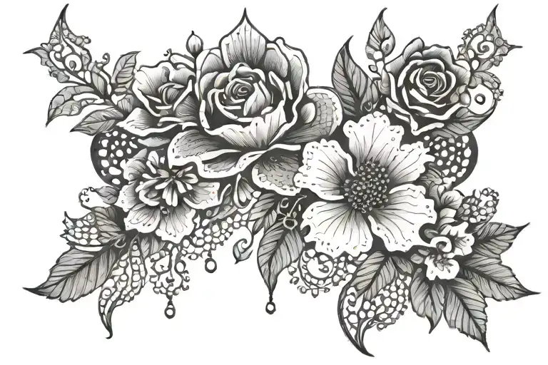 lace choker tattoo design with flowers  tattoo design idea