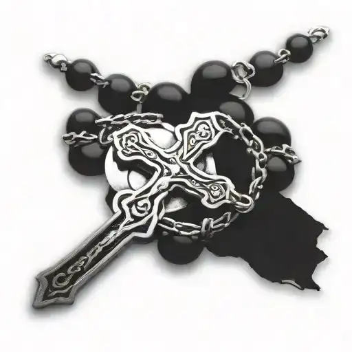 rosary beads intertwined tattoo design idea