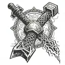 thor hammer and lightning tattoo design idea