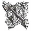 thor hammer and lightning tattoo design idea