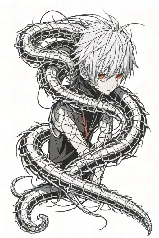 ken kaneki centipede wrapped round tattoo design idea
