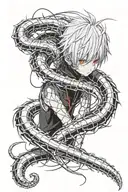 ken kaneki centipede wrapped round tattoo design idea