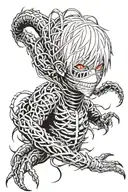 ken kaneki centipede wrapped round tattoo design idea