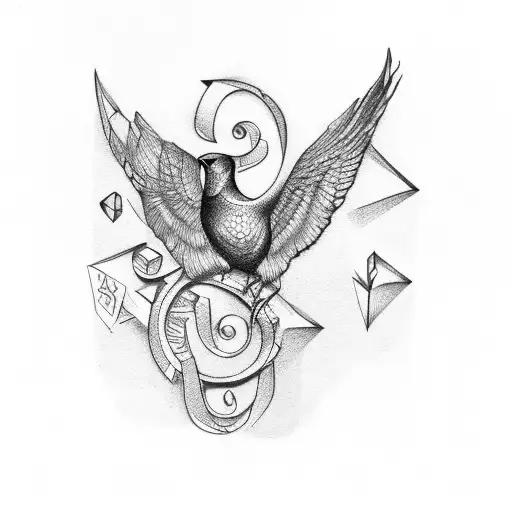 a bird in the shape of the letter V tattoo design idea