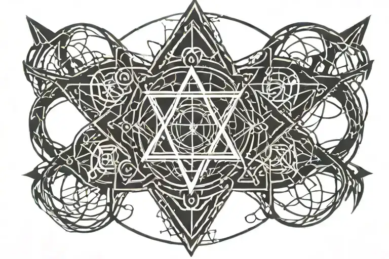 pointy heartagram inside surrounded tattoo design idea