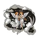 angels / cloud background  tattoo design idea