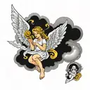 angels / cloud background  tattoo design idea