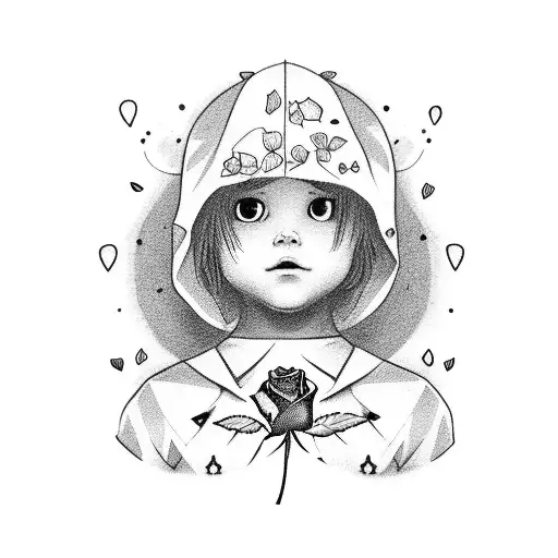 A child with a rose on his face tattoo design idea