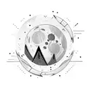 rocket,moon,jupiter tattoo design idea