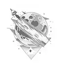 rocket,moon,jupiter tattoo design idea