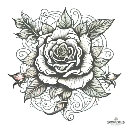 spartacus rose intertwined tattoo design idea