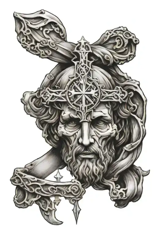 Christian Attalid symbol with the words "ave christus rex" on it tattoo design idea