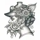 A tattoo design representing the hard work and dedication of a blue collar parent for their daughter in a dotwork style tattoo design idea
