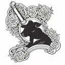 A tattoo design representing the hard work and dedication of a blue collar parent for their daughter in a dotwork style tattoo design idea