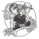 A tattoo design representing the hard work and dedication of a blue collar parent for their daughter in a dotwork style tattoo design idea