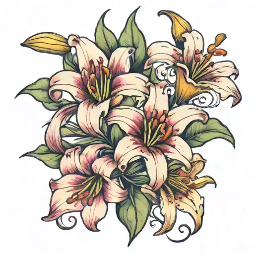 3 lilies growing tattoo design idea