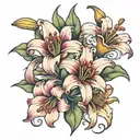 3 lilies growing tattoo design idea